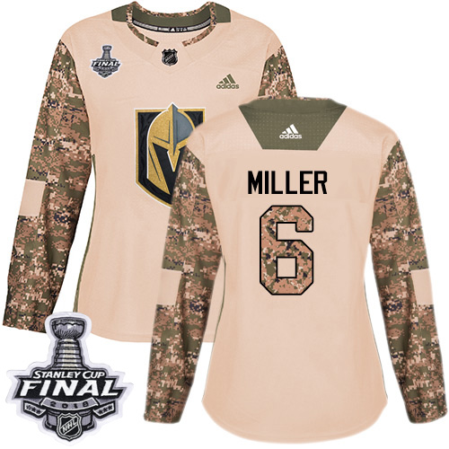 Adidas Golden Knights #6 Colin Miller Camo Authentic Veterans Day 2018 Stanley Cup Final Women's Stitched NHL Jersey